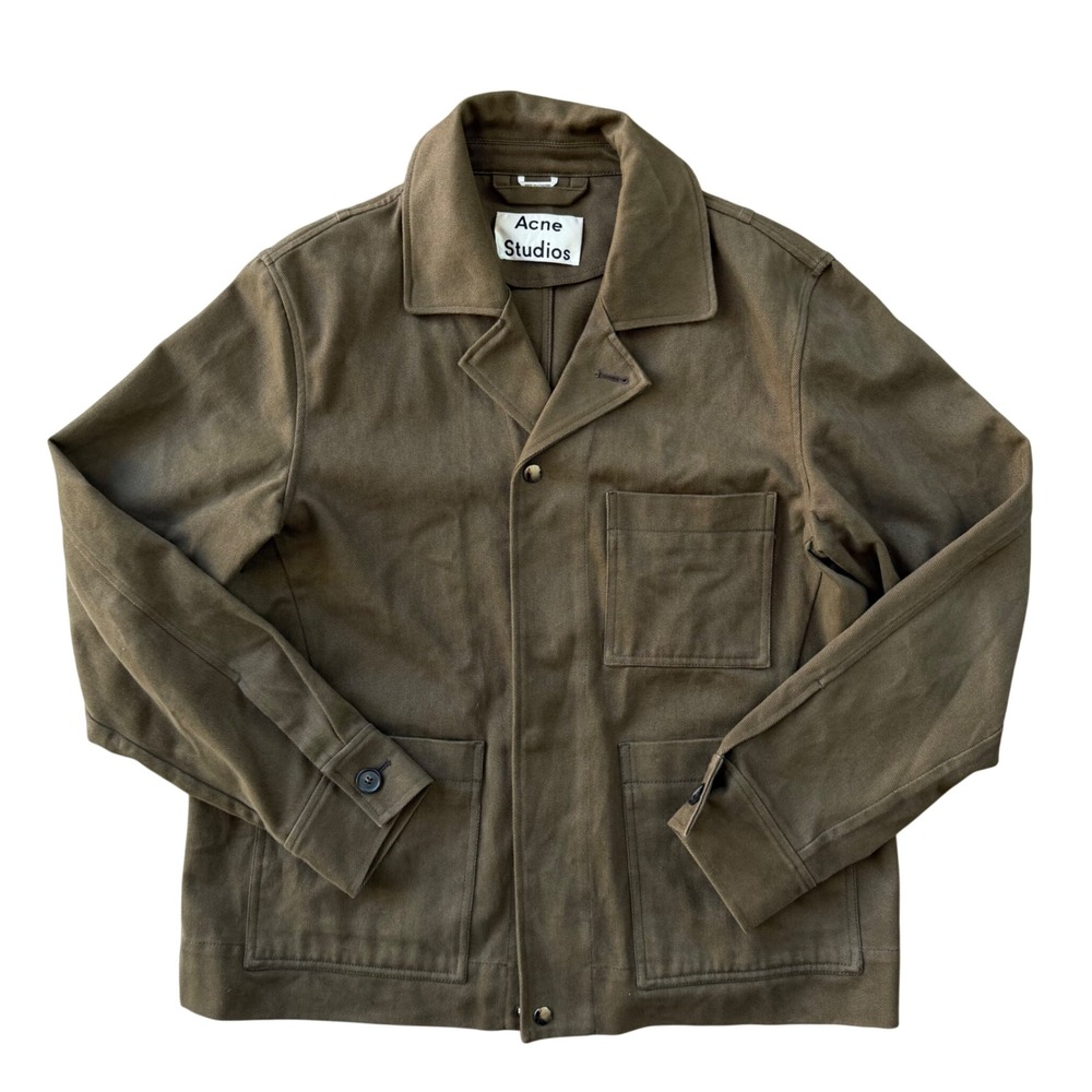 Acne Studios Men's Olive Green Cotton Twill Chore Work Utility Jacket Medium 48